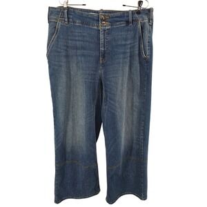 Pilcro Anthropologie Plus Size 16W Wide Leg Crop Jeans High Rise Blue Stretch